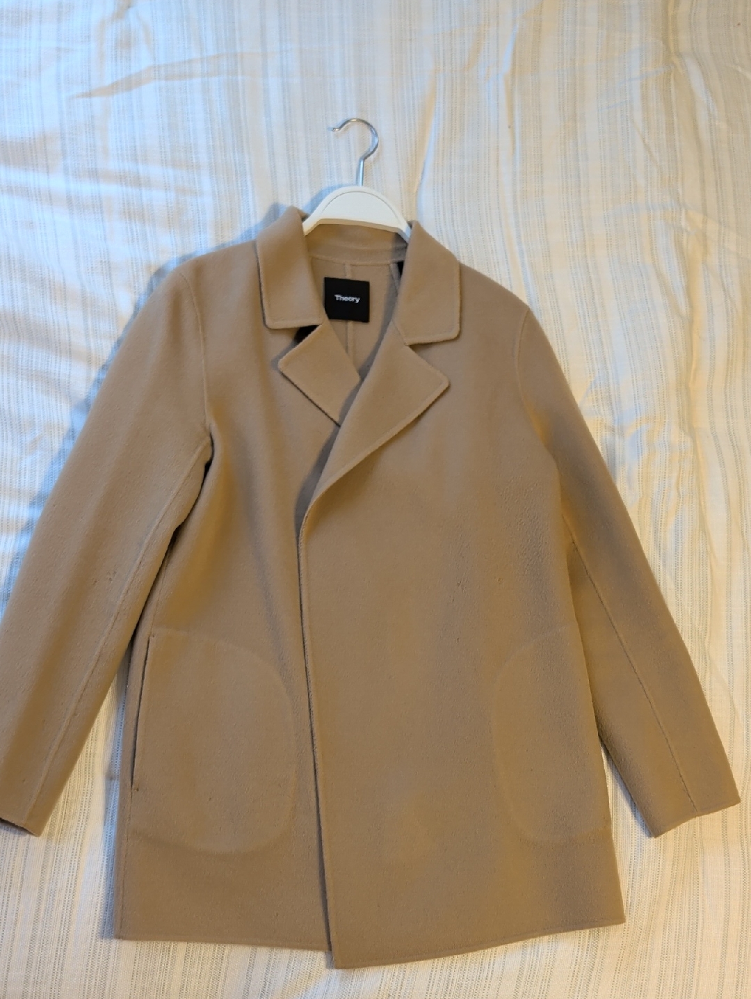 Theory Camel Wool-Blend Pea Coat